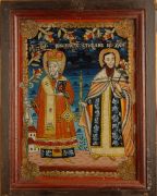 Непознати аутор, Св. Никола и Св. Стефан Дечански, икона на стаклу, Сомбор, XIX век